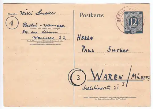 Ganzsache, Mi-Nr. Einheit P954, o Berlin-Wannsee 1, 8.6.46