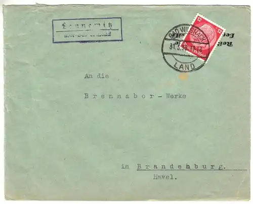Landpoststempel, Poststelle II, Lennewitz über Bad Wilsnack,  31.3.38