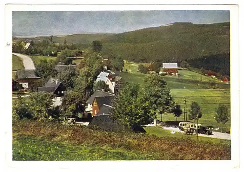 AK, Schellerhau Erzgeb., Teilansicht mit Cafe Rotter, früher DDR-Farbdruck, 1952