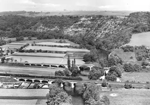 AK, Kr. Naumburg, Blick von der Rudelsburg zu den Saalebrücken, 1981