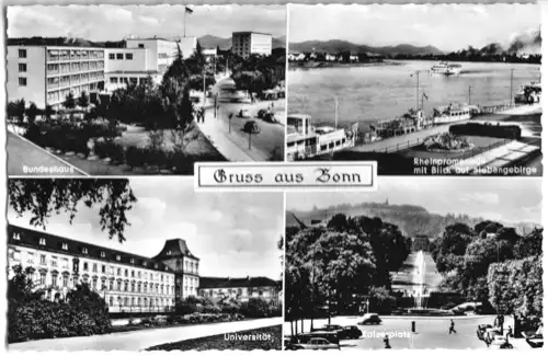 AK, Gruß aus Bonn, vier Abb., um 1962