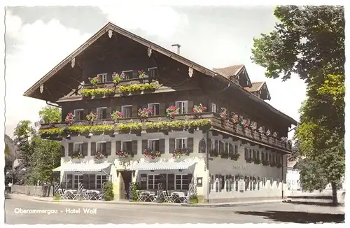 AK, Oberammergau, Hotel Wolf, 1956