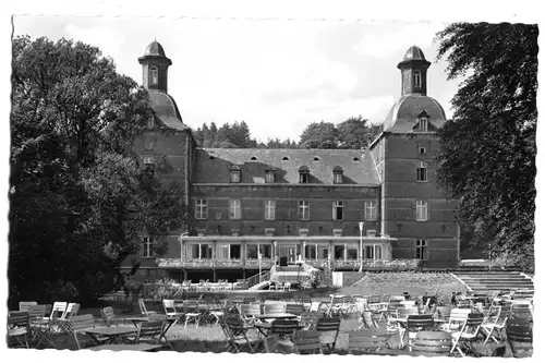 AK, Kettwig Ruhr, Schloß-Hotel "Hugenpoet", Gartenansicht, 1955