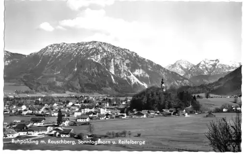 AK, Ruhpolding Bayer. Alpen, Gesamtansicht mit Rauschberg, Sontagshorn..., 1960