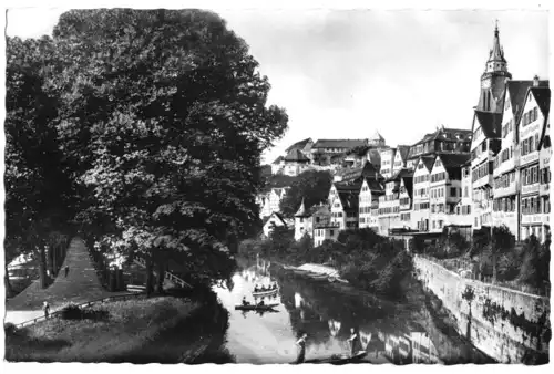 AK, Tübingen, Neckar mit Platanenallee, 1958