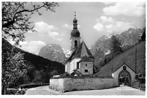 AK, Ramsau, Kirche mit Reiteralpe, um 1960