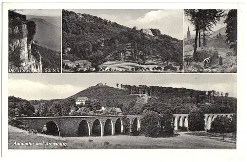 AK, Wesergebirge zwischen Rinteln und Hess. Oldendorf, vier Abb., um 1955