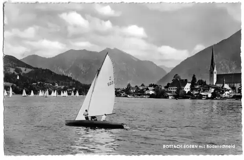 AK, Rottach-Egern, Ansicht von der Seeseite mit Bodenschneid, 1966