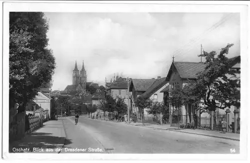 AK, Oschatz, Blick aus der Dresdener Str., 1952