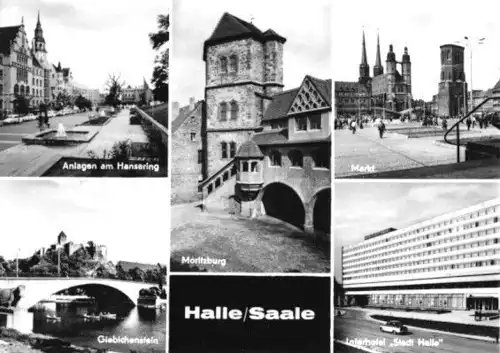 AK, Halle Saale, fünf Abb., 1969