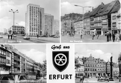 AK, Erfurt, vier Abb., Wappen, 1978