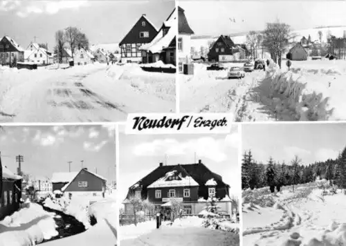 AK, Neudorf Erzgeb., fünf Winteransichten, 1973