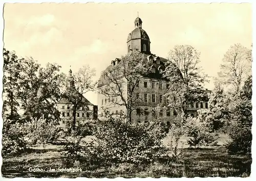 AK, Gotha, Blick aus dem Schloßpark zum Schloß, 1964