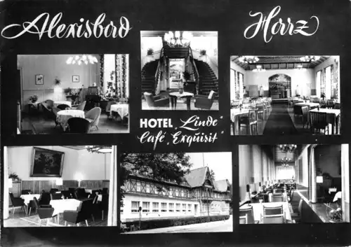 Foto im AK-Format, Alexisbad Harz, Hotel "Linde", Café "Exquisit", um 1970