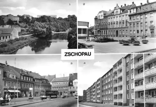 AK, Zschopau, vier Abb., u.a. Lessingstr., 1984