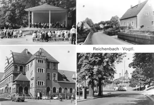 AK, Reichenbach Vogtl., vier Abb., u.a. Bahnhofstr., 1984