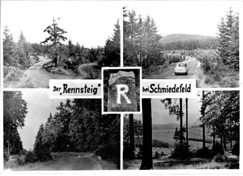 AK, Der "Rennsteig" bei Schmiedefeld, fünf Abb., Echtfoto, um 1970