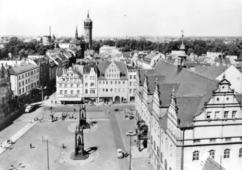 AK, Lutherstadt Wittenberg, Blick zum Marktplatz, 1969