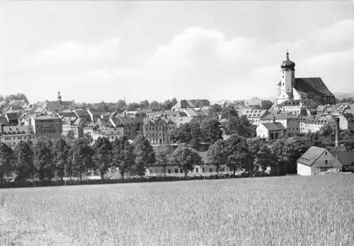AK, Marienberg Erzgeb., Teilansicht mit Kirche, 1963