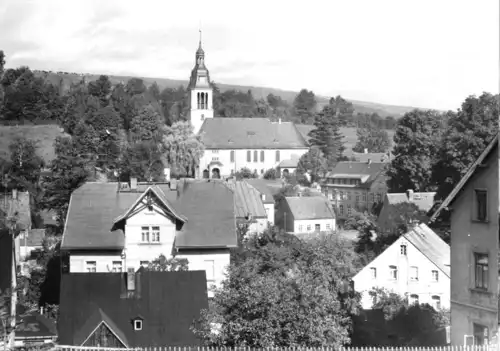 AK, Cranzahl Kr. Annaberg, Teilansicht mit Kirche, 1980