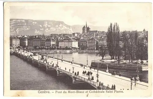 AK, Genf, Genève, Pont du Mont-Blanc et Cathédrale Saint Pierre, 1908