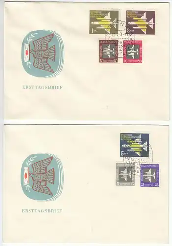 FDC (2), Michel-Nr. DDR 309-315, o Berlin W 8, 13.12.57