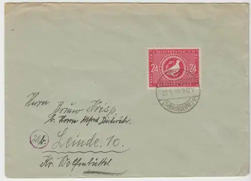 Bedarfsbrief, Michel-Nr. SBZ 232, EF, o Bad Blankenburg (Thüringerw.), 23.5.49