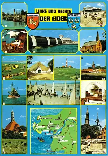 AK, Links und rechts der Eider, 14 Abb. und Landkarte, gestaltet, 1991