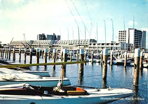 AK, Kiel Schilksee, Olympiahafen mit Olympiazentrum, um 1976