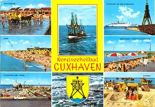 AK, Cuxhaven, acht Abb., gestaltet, um 1977