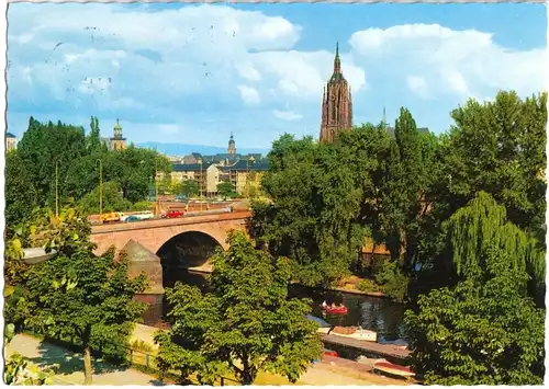 AK, Frankfurt Main, Mainpartie mit Alte Brücke und Dom, 1975