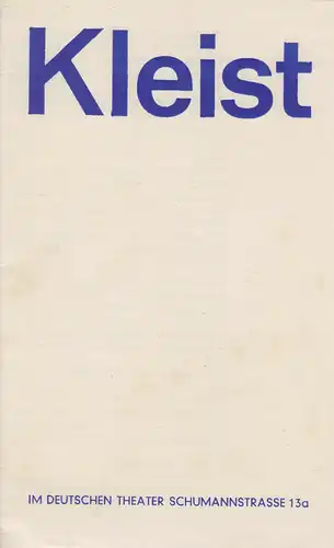 Theaterprogramm, Deutsches Theater Berlin, Prinz Friedrich von Homburg, 1975