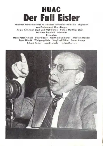 Theaterprogramm, Berliner Ensemble, HUAC Der Fall Eisler, 1982