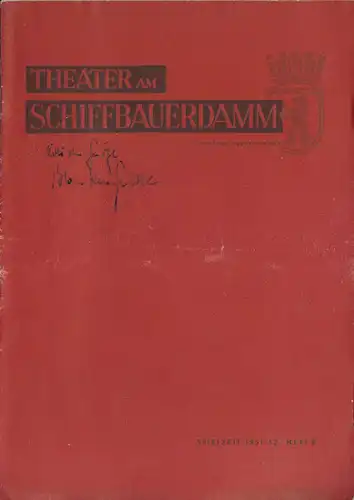 Theaterprogramm, Theater am Schiffbauerdamm, Verschwörung des Fiesko..., 1951/52