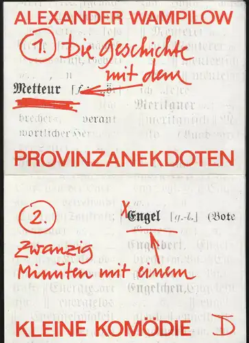 Theaterprogramm, Deutsches Theater Berlin, Kleine Komödie, Wampilow ...,