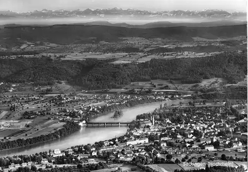 AK, Säckingen Hochrhein, Luftbildtotale, um 1968