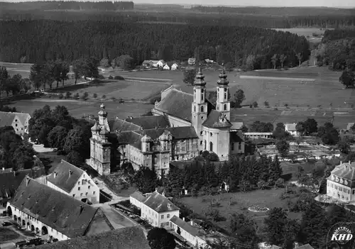 AK, Rot an der Rot, St. Norbert, Haus der kath. Landjugend, Luftbild, 1965