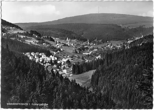 AK, Warmensteinach, Teilansicht mit Blick zum Ochsenkopf, um 1965