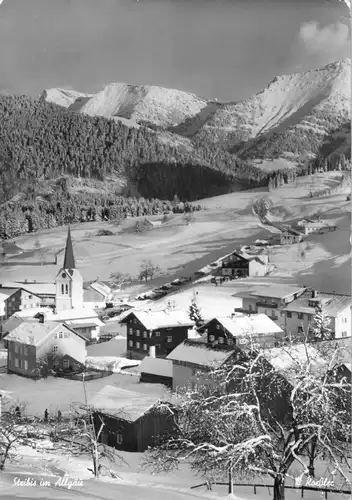 AK, Steibis bei Oberstaufen im Allgäu, winterliche Teilansicht, 1965