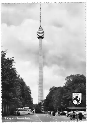 AK, Stuttgart, Blick zum Fernsehturm, um 1960