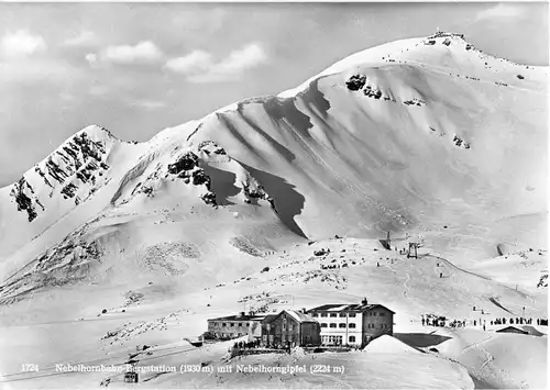 AK, Oberstdorf Allgäu, Nebelhorn mit Nebelhornbahn-Bergstation, 1958