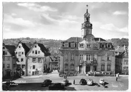 AK, Schwäbisch Hall, Blick zum Rathaus, um 1965