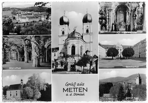 AK, Metten a.d. Donau, sieben Abb., 1961