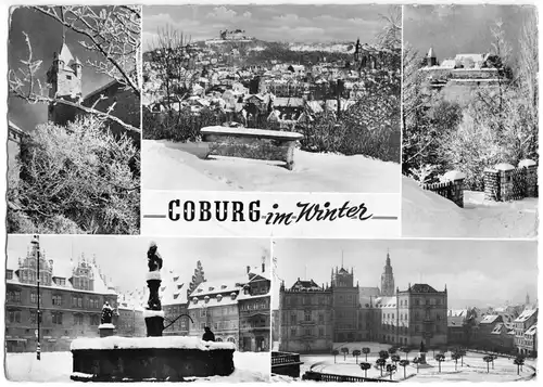 AK, Coburg, fünf Winteransichten, um 1962