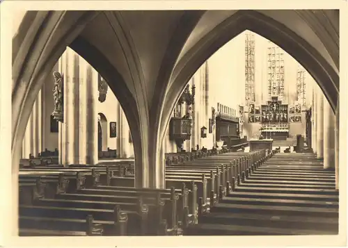 AK, Rothenburg ob der Tauber, St. Jakobskirche, Innenansicht, um 1955