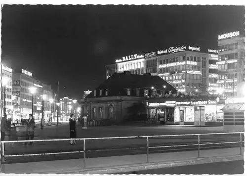 AK, Frankfurt Main, Hauptwache, Nachtansicht, um 1965
