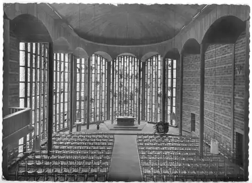 AK, Freiburg i. Br., Ev. Ludwigskirche, Innenansicht, um 1958