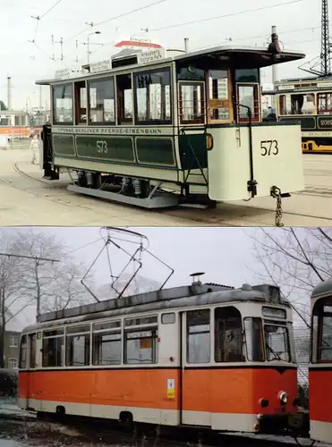 sechs Fotos im Format 10 x 15 cm, Berlin, Historische Straßenbahnen, 1980er