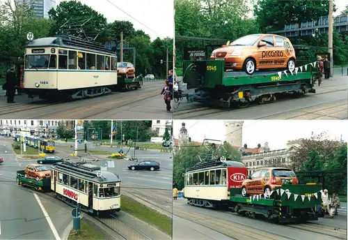 Foto im AK-Format (4), Leipzig, Historische Straßenbahn, Werbfahrt, um 2000