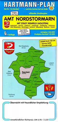 Stadtplan, Amt Nordstormarn mit Stadt Reinfeld Holstein, um 2002